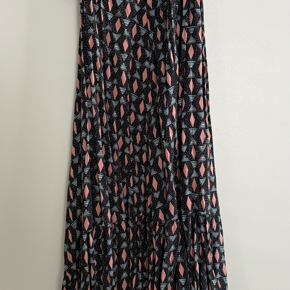 H&M Geometric Patterned Midi Dress in Pink and Black